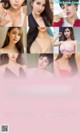 a collage of photos of a woman in a pink dress